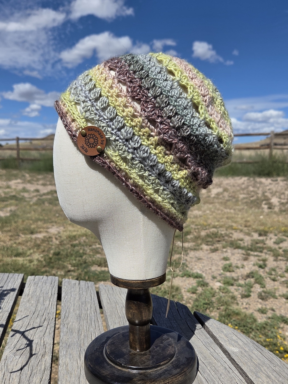 Artisan Handmade Lightweight Merino Wool Blend "Meadow Fairy" Crochet Beanie